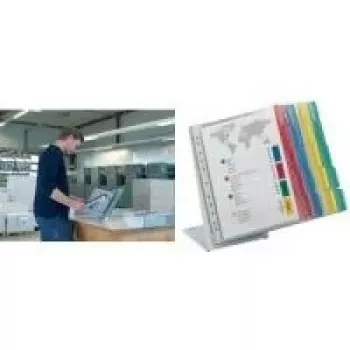 Sistem de panouri de prezentare de masă DURABLE FUNCTION TABLE 20 A4, 20 de panouri, ramă neagră, bază gri deschis 568800