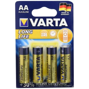 Baterie alcalină AA VARTA Longlife 1,5 V 2750 mAh, set de 4 (04106110414)