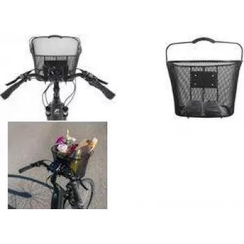 Coș de ghidon FISCHER E-Bike PLUS, sârmă de oțel cu plasă fină, negru, închidere rapidă, 5 kg 50653