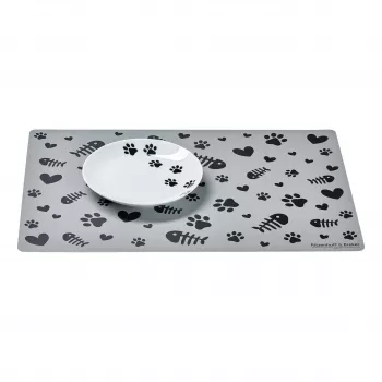Set de 2 boluri pentru pisici MIKA PAW Ritzenhoff & Breker, porțelan, plat, motiv inimă, alb 322606