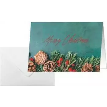SIGEL DS642 Green Christmas A6 Landscape Folded Card, 250 gsm White Cardboard, Inkjet/Laser/Copier, 5 Cards with Envelopes