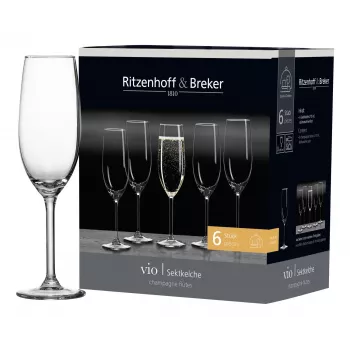 Pahar de vin spumant Ritzenhoff & Breker VIO 0,21 L, formă bombată, rezistent la mașina de spălat vase, înălțime 220 mm (812152)