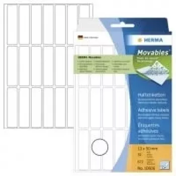 Etichete autoadezive din hârtie HERMA Movables 10606, alb mat, 13 x 50 mm, 672 etichete (32 file x 21), detașabile fără reziduuri