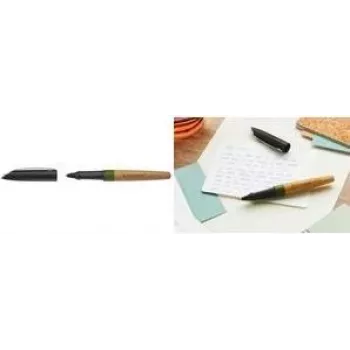Pix cu bilă STABILO Grow – corp verde mușchi/stejar, cerneală albastră, soft ball, zonă de prindere ergonomică din plastic, mecanism cu apăsare, reîncărcabil, 6032/1-41