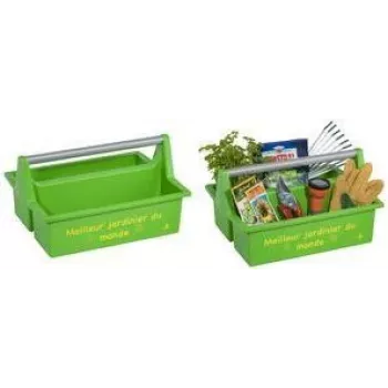 allit McPlus Carry Jardinier Tool Caddy, Green, Ergonomic Aluminium Bail Handle, 2 Large Compartments, 1 Piece (8500906006)