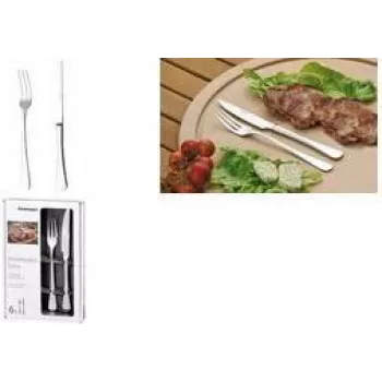 Set de tacâmuri pentru friptură și pizza Esmeyer SYLVIA, 12 piese, oțel inoxidabil lustruit, 6 cuțite de friptură și 6 furculițe de friptură 156-256