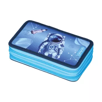 Penar cu două compartimente Herlitz Cosmic Explorer, 23 piese, 2 fermoare, căptușeală interioară colorată 400197545