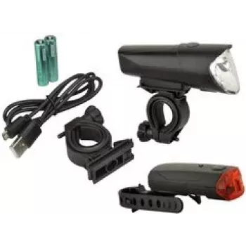 Set de iluminare LED pentru bicicletă FISCHER 40/20/10 lux, omologat StVZO, negru (85346)