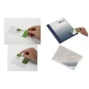 Buzunar autocolant DURABLE POCKETFIX 90x57 mm, decupaj pentru deget, transparent, pachet de 100 837919