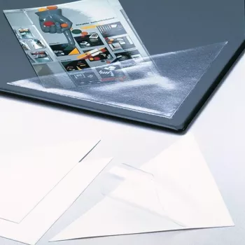 Buzunare triunghiulare autocolante DURABLE CORNERFIX® 75x75 mm, transparente, 100 bucăți 828119