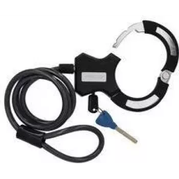 Antifurt cu cablu FISCHER cu suport de cadru, 1200 mm, închidere cu cheie tip cătușe, negru 50745