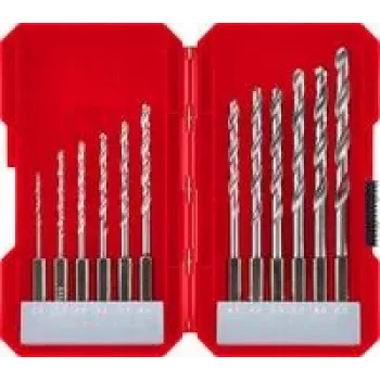 Set de burghie elicoidale pentru metal HSS kwb 108810, 12 piese, compatibil cu mandrine rapide și cu coroană dințată