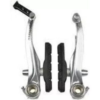 Set de frâne V-Brake FISCHER cu plăcuțe de frână pentru jante din aluminiu, față sau spate, argintiu 85202