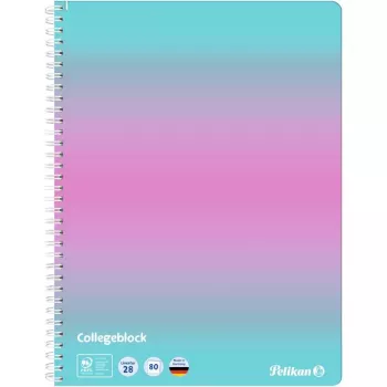 Pelikan College Block Color Edition A4 Mint/Rosé cu linii, cu 2 margini, 80 file, 70 g/m² fără lemn, perforat 4 găuri, 1 buc. 400197019