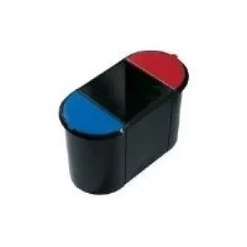 Sistem oval de colectare separată a deșeurilor Helit H6103598 38 L cu recipient principal de 20 L, 2 inserții detașabile de 9 L, negru/multicolor