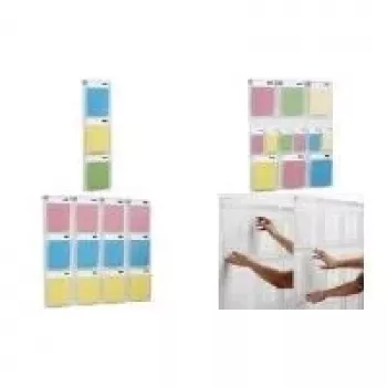 HELIT PLACATIV stand de prezentare de perete, 6 compartimente A4 portret + 12 compartimente 1/3 A4, SAN transparent, adâncime 35 mm H6812302