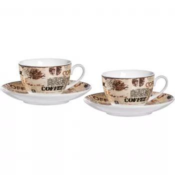 Ritzenhoff & Breker CREMA set cappuccino, 4 piese, porțelan, imprimare cu motiv, rezistent la mașina de spălat vase 422108