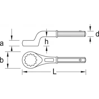 Cheie combinată cotită GEDORE cu 12 colțuri, 41 mm (6034300)