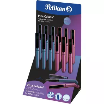 Roller Pelikan Pina Colada Holo - display cu 12 bucăți, lac metalic holografic, cerneală albastru mediu, 300007994