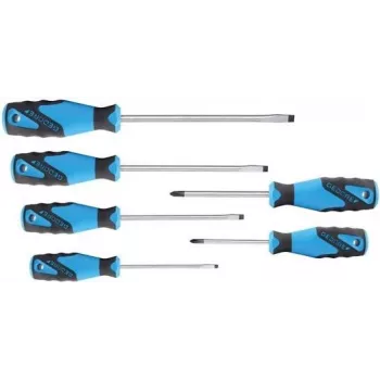 GEDORE set șurubelnițe de atelier, 6 piese, plat și Phillips, mâner Power-Grip3 din 3 componente, lame molibden-vanadiu, vârfuri magnetice 1482319