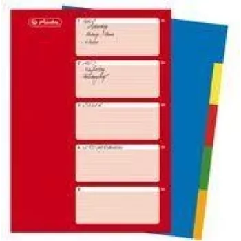 Intercalatoare A4 din plastic HERLITZ, 10 file, albe, culori sortate, PP 0,12 mm, perforate multiplu, cu copertă (10715415)