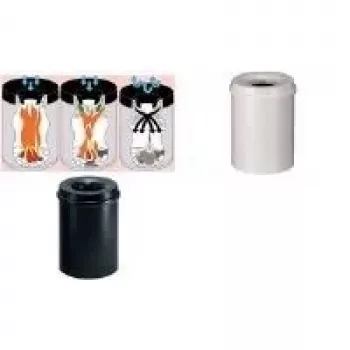 Coș de gunoi din oțel HELIT cu capac cu auto-stingere, 15 litri, gri deschis, rotund, diametru 260 mm, înălțime 335 mm (H2515482)