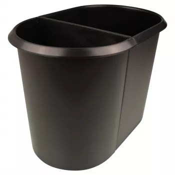 Coș de hârtie HELIT the double, oval, 20 L, negru, PE, fără capac, partea 1 (H6103795)