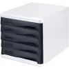 Cutie cu sertare HELIT H6129498, 5 sertare, gri deschis/neagră, polistiren/ABS, stivuită