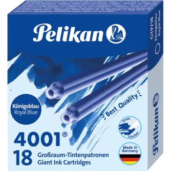 Cartușe de cerneală standard de capacitate mare Pelikan 4001 GTP/18, albastru regal, pachet de 18 300735