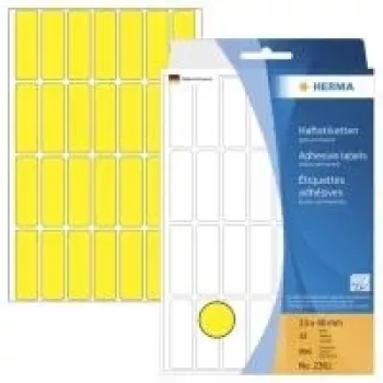 Etichete autocolante din hârtie HERMA 2361, galbene, mate, permanente, 13 x 40 mm, 896 etichete (32 foi x 28)