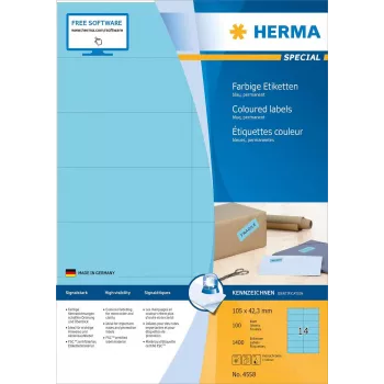 Etichete autocolante dreptunghiulare HERMA 4558, albastre, 13 x 38 mm, 1400 etichete