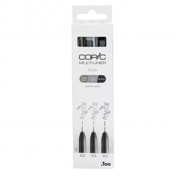 Fineliner COPIC Multiliner negru 0,5 mm, 3 bucăți (22075633)