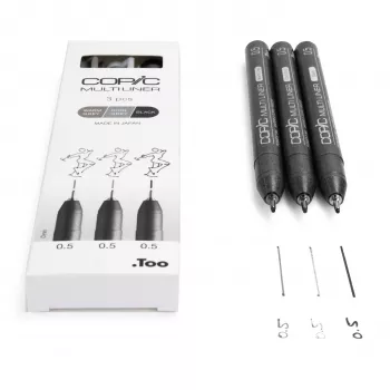 Fineliner COPIC Multiliner negru 0,5 mm, 3 bucăți (22075633)