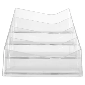 HELIT H2350802 the helpdesk 4-Compartment Business Card Stand, Clear Polystyrene, 20 mm Compartment Depth