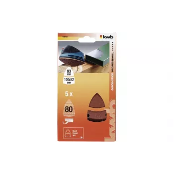 Hârtie abrazivă delta KWB 496108, granulație 80, 93 mm, pachet de 5