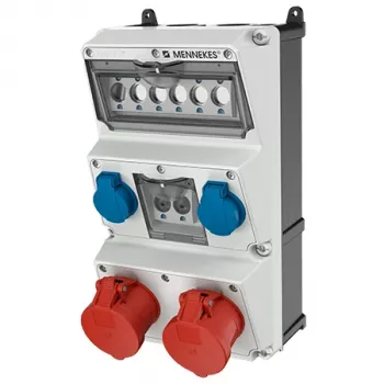 Combinație de prize de perete MENNEKES AMAXX 930014, 32A 400V, 2x CEE + 2x Schuko, IP44