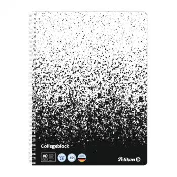 Bloc de colegiu Pelikan Color Edition, A4, negru/alb cu 2 margini, 80 file, 70 g/m², fără lemn, perforat 4 găuri, 1 bucată 400197021