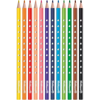 Set de creioane colorate Pelikan 700634, 12 bucăți, culori asortate, corp hexagonal din lemn, mină rezistentă la rupere de 3,3 mm