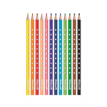 Set de creioane colorate Pelikan 700634, 12 bucăți, culori asortate, corp hexagonal din lemn, mină rezistentă la rupere de 3,3 mm