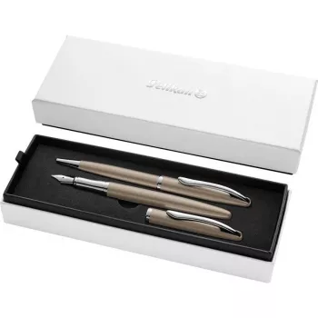 Set de scris Pelikan Jazz Noble Elegance – pix și roller taupe cu cutie cadou 400198412