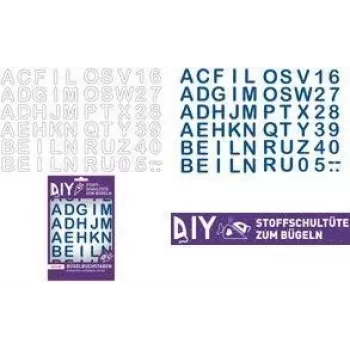 Litere de călcat ROTH pentru con de școală din material textil DIY, alb, alfabet A-Z, foaie 150 x 210 mm, 1 foaie 658116