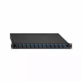 Panou de patch LWL Rutenbeck SC Duplex SM 12 porturi 1U 19 inch negru RAL 9005 extractibil 2280308120