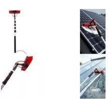 Perie de curățare panouri solare IWH cu tijă telescopică, racord furtun și recipient șampon, 3,5 m 00205