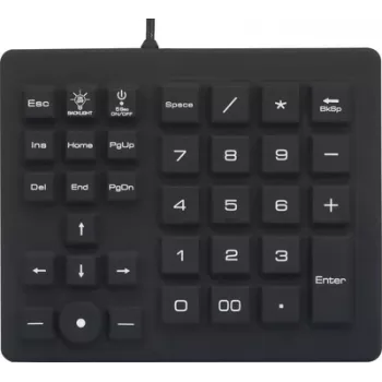 Tastatură numerică USB Renkforce protejată împotriva stropirii, protejată împotriva prafului, cu trackball neagră (RF-4791687)