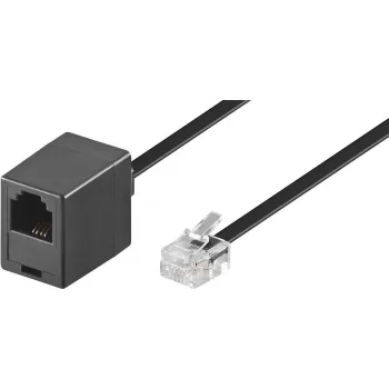 Cablu prelungitor modular Wentronic Goobay, RJ11/RJ14 (6P4C) tată la RJ11 mamă, 15 m, negru 68258