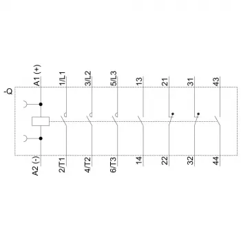 Contactor de putere SIEMENS SIRIUS 3RT2 5,5 kW 400 V 12 A 24 V DC 2NO+2NC borne cu șurub 3RT20171BB443MA0