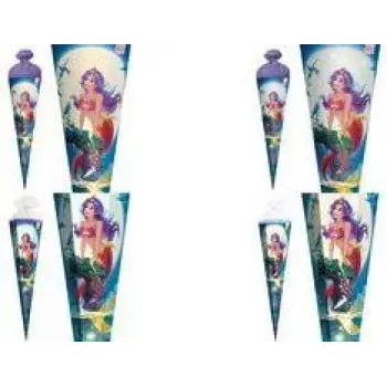 Con de școală ROTH Magical Mermaid, pătrat, 850 mm, închidere din tul cu folie, cu decorațiuni din folie și paiete - 1 buc. (678886)