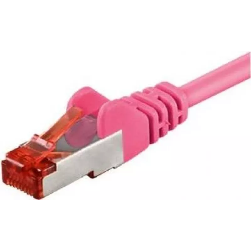 Cablu patch Wentronic CAT6 S/FTP, magenta, 1m 93434