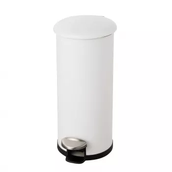helit the zinc Pedal Bin 20L White Powder-Coated Steel Round Soft-Close H2406605