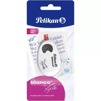 Corector cu bandă Pelikan Xycle Blanco 4,2 mm x 8 m fără solvenți, suprascriere imediată, ergonomic – 1 bucată (300001140)